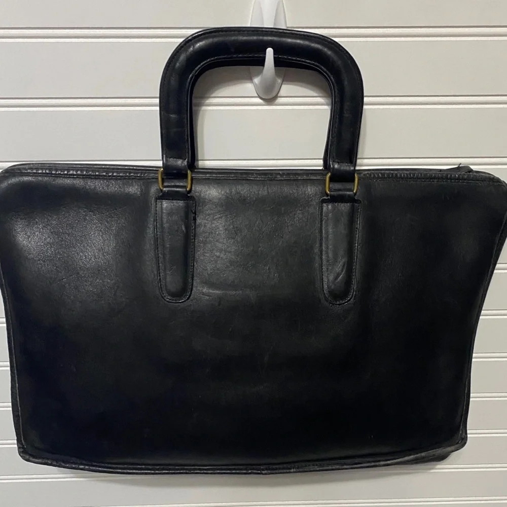 Coach Vintage Bonnie Cashin Black Slim XL Briefcase Shoulder Bag NYC 17 x 10